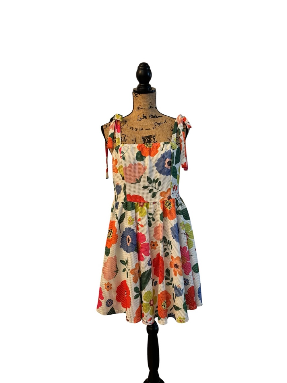 SHEIN Multicolor Floral Tie-Strap Mini Dress Large
